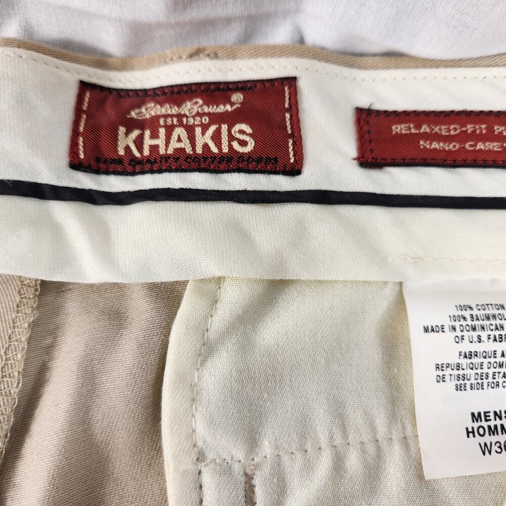 Eddie Bauer Nano-Care Relaxed Fit Khaki Pants Men’s Sz 36 (Actual 34) Pleated - Picture 10 of 12